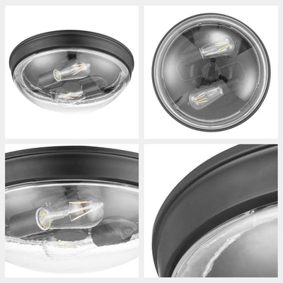 Prominence Home 2 Pack Madalyn 13" Flush Mount Ceiling Light Clear Glass, Bronze - VMInnovations
