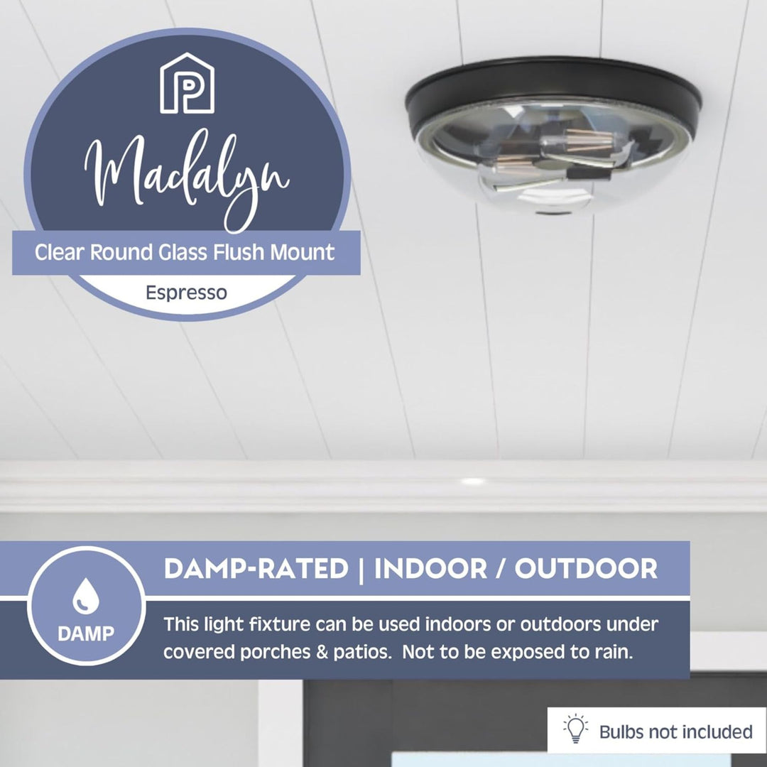 Prominence Home 2 Pack Madalyn 13" Flush Mount Ceiling Light Clear Glass, Bronze