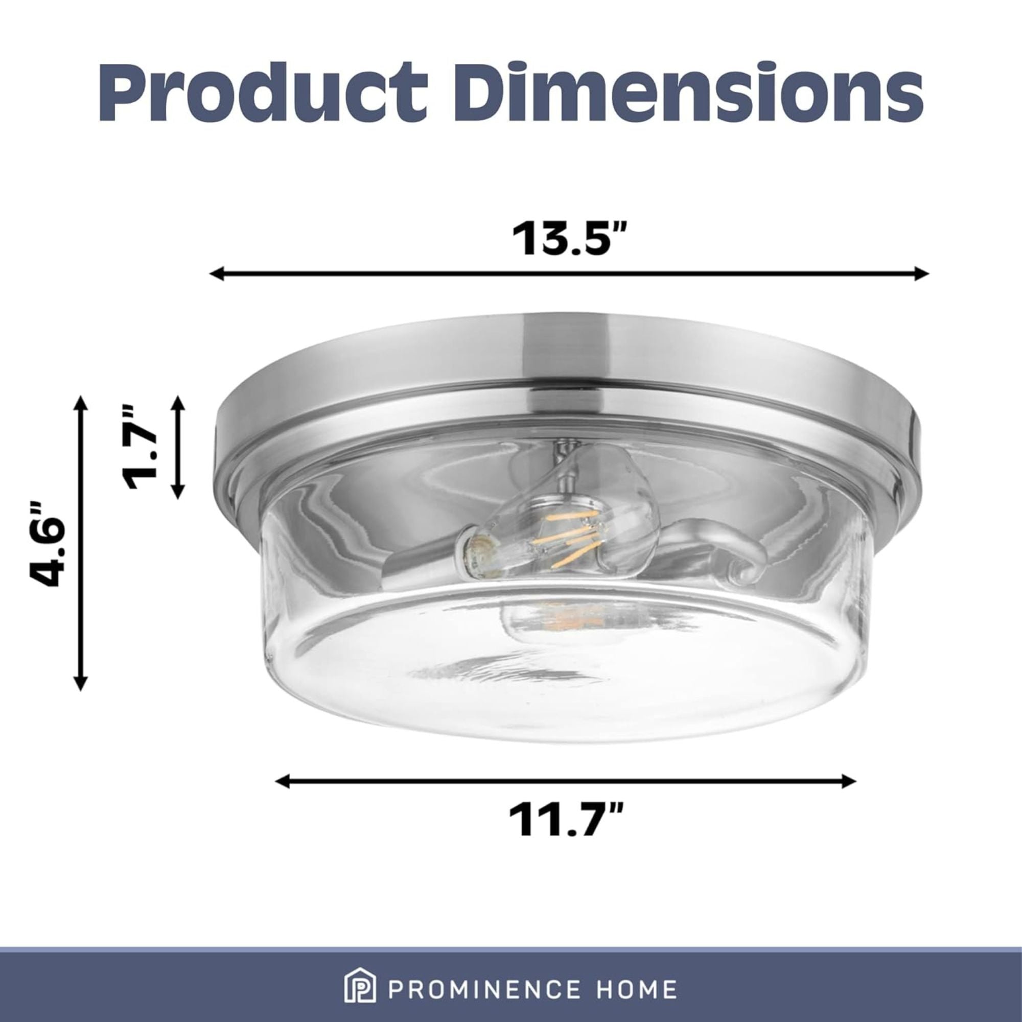 Prominence Home 3 Pack Madalyn 13" Ceiling Light Clear Drum Glass Brushed Nickel