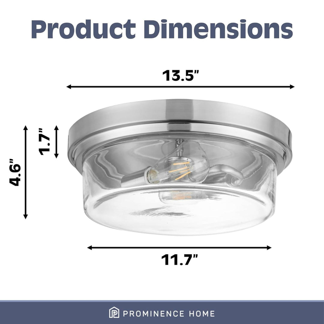 Prominence Home 4 Pack Madalyn 13" Ceiling Light Clear Drum Glass Brushed Nickel