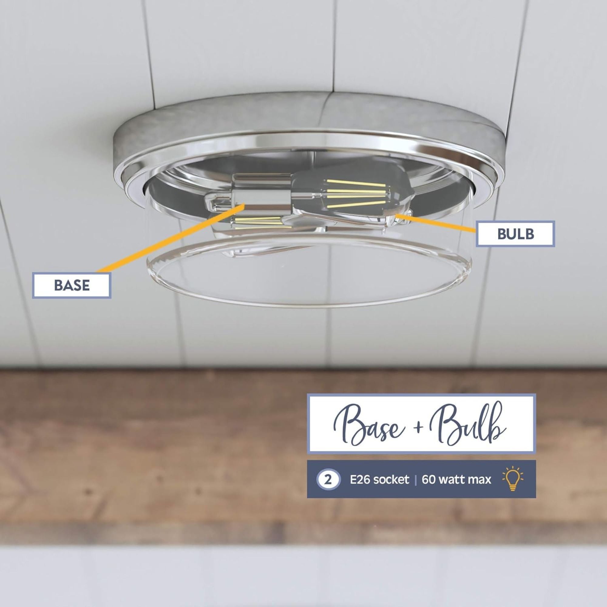 Prominence Home 3 Pack Madalyn 13" Ceiling Light Clear Drum Glass Brushed Nickel