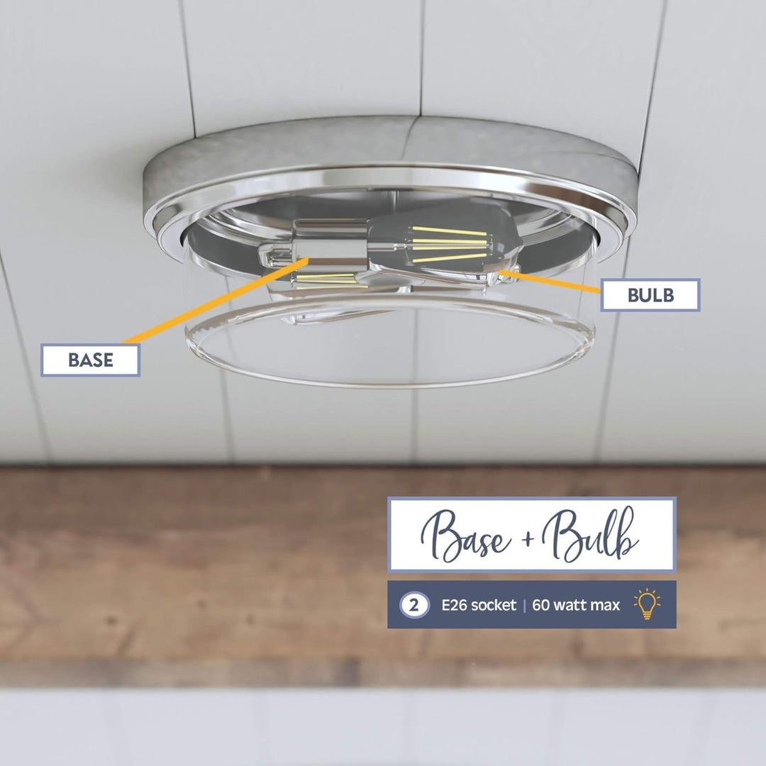 Prominence Home 4 Pack Madalyn 13" Ceiling Light Clear Drum Glass Brushed Nickel