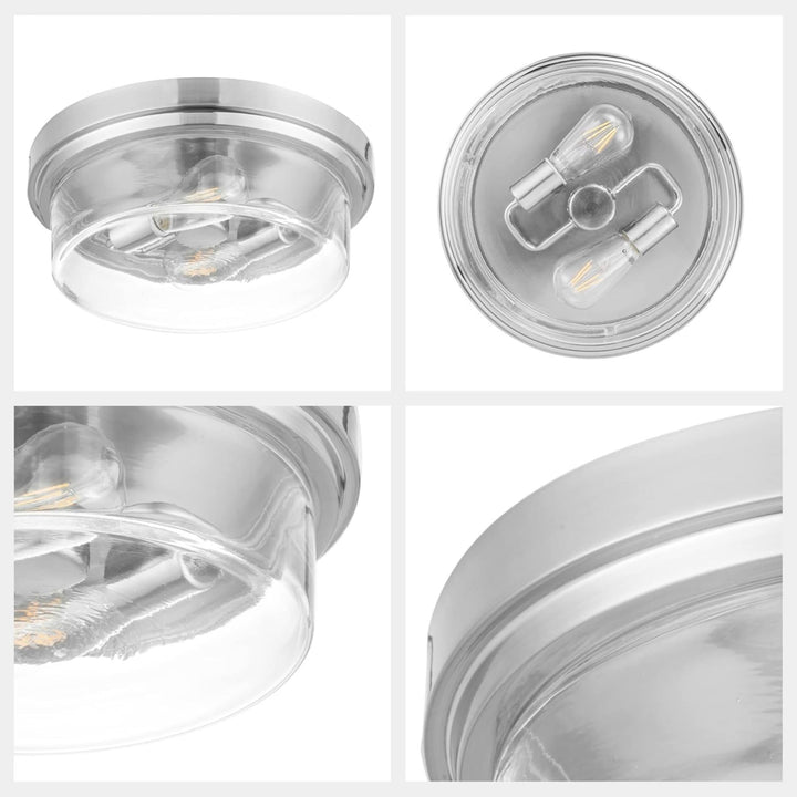 Prominence Home 3 Pack Madalyn 13" Ceiling Light Clear Drum Glass Brushed Nickel