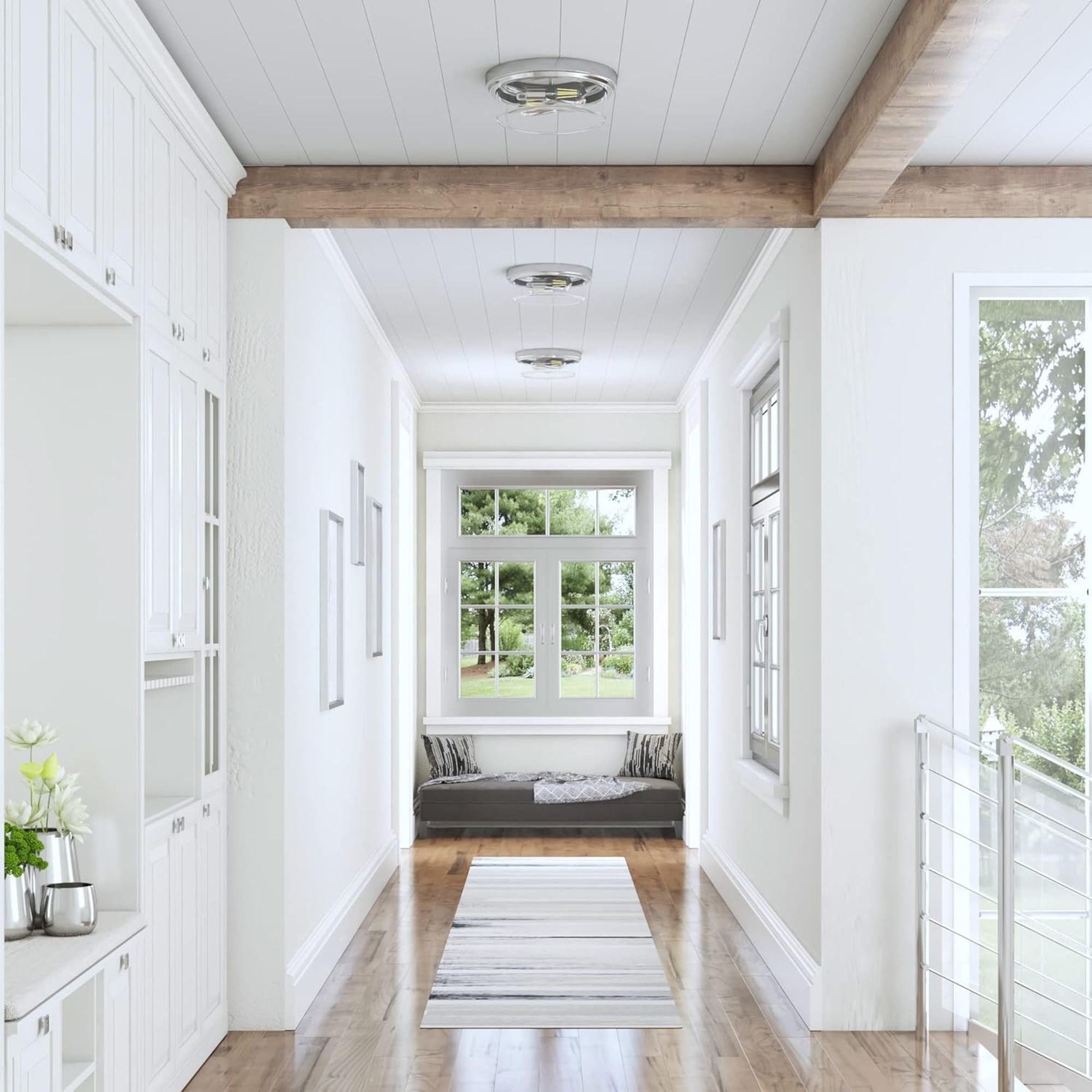 Prominence Home 2 Pack Madalyn 13" Ceiling Light Clear Drum Glass Brushed Nickel