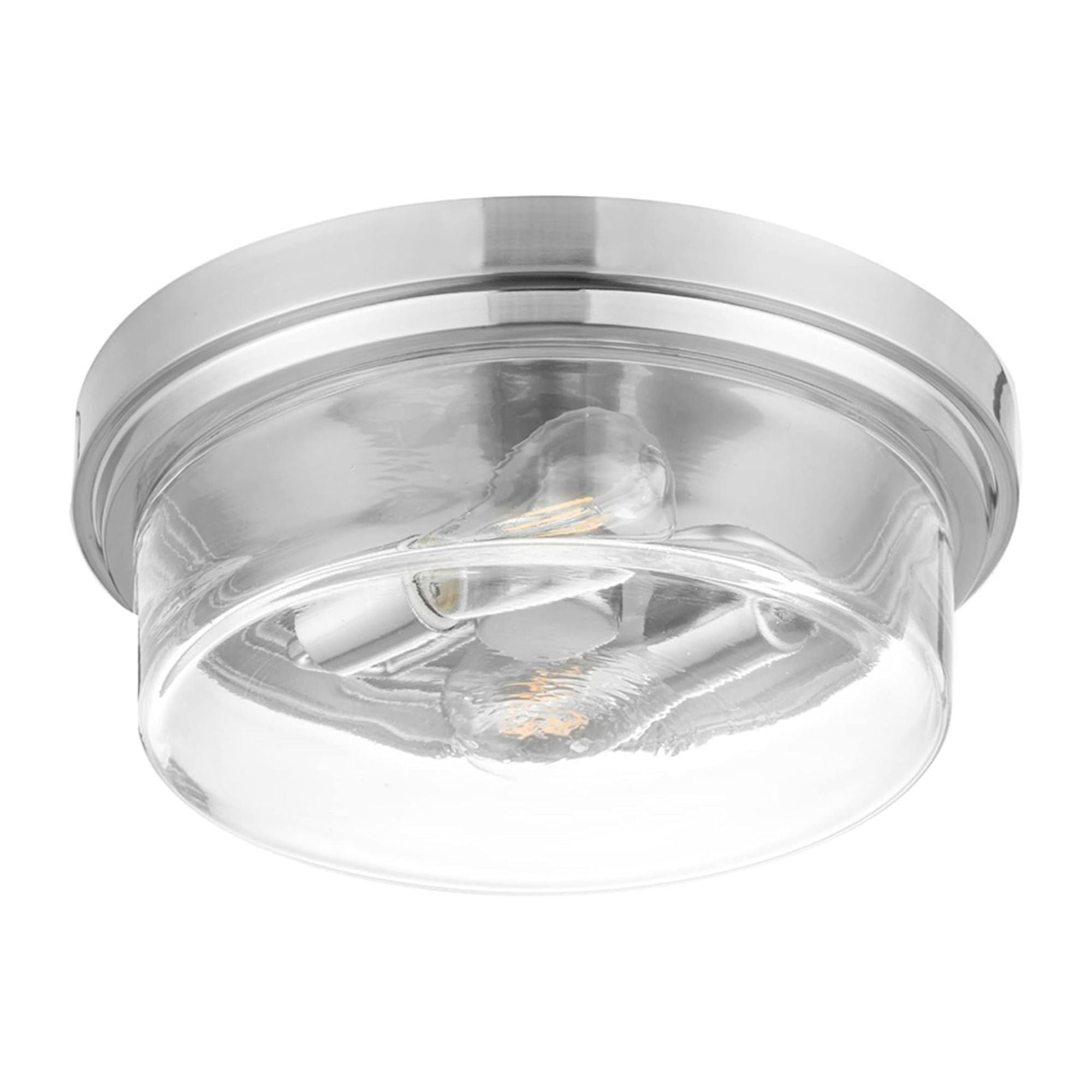 Prominence Home Madalyn 13" Ceiling Light, Clear Drum Glass, Nickel (Open Box)