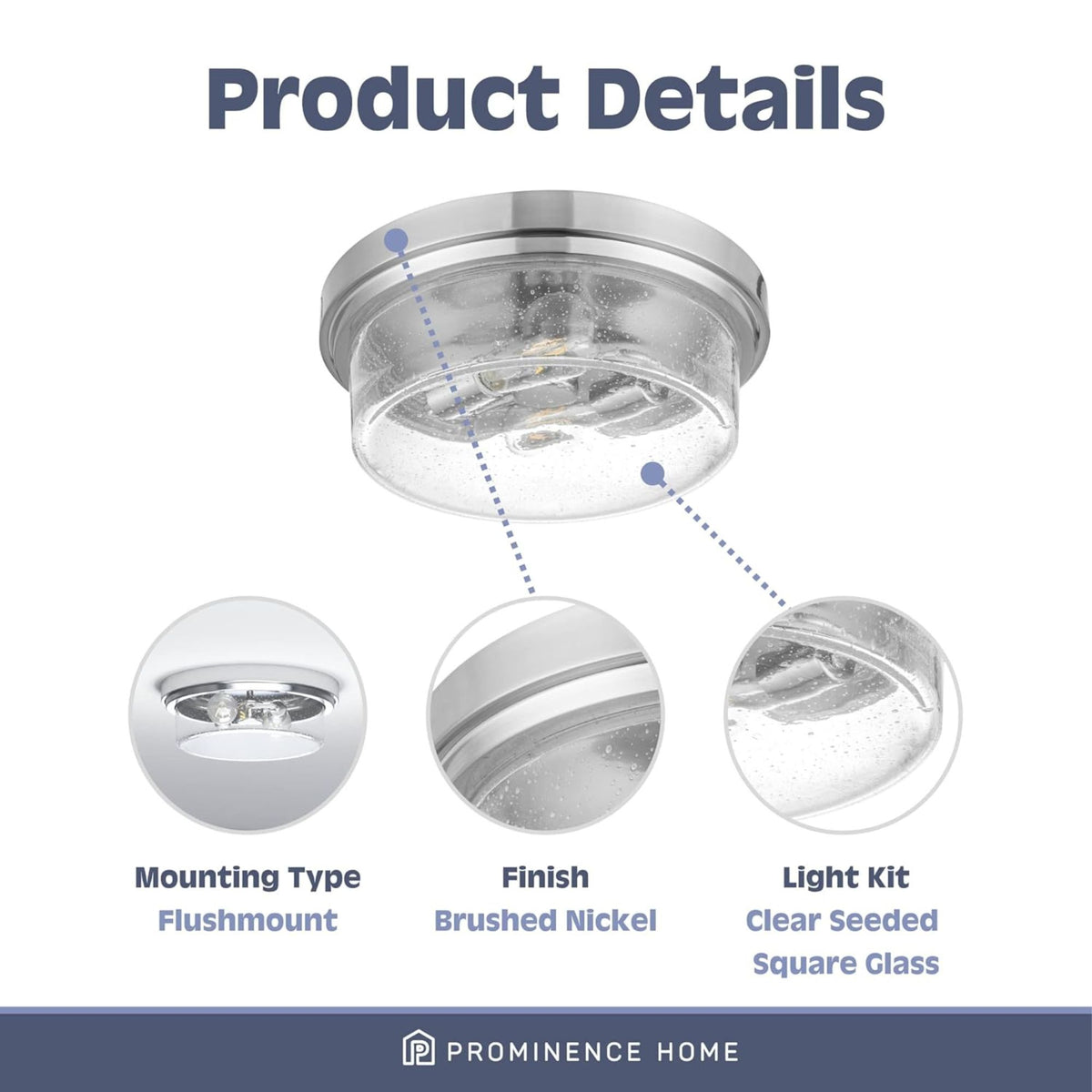 Prominence Home 2 Pack Madalyn 13" Ceiling Light, Seeded Drum Glass, Bronze