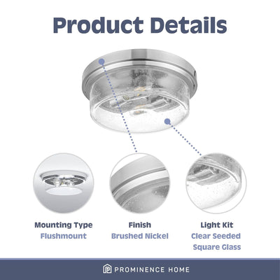 Prominence Home 3 Pack Madalyn 13" Ceiling Light, Seeded Drum Glass, Bronze