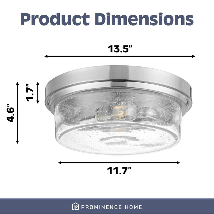 Prominence Home Madalyn 13" Ceiling Light, Seeded Drum Glass, Nickel (Open Box)