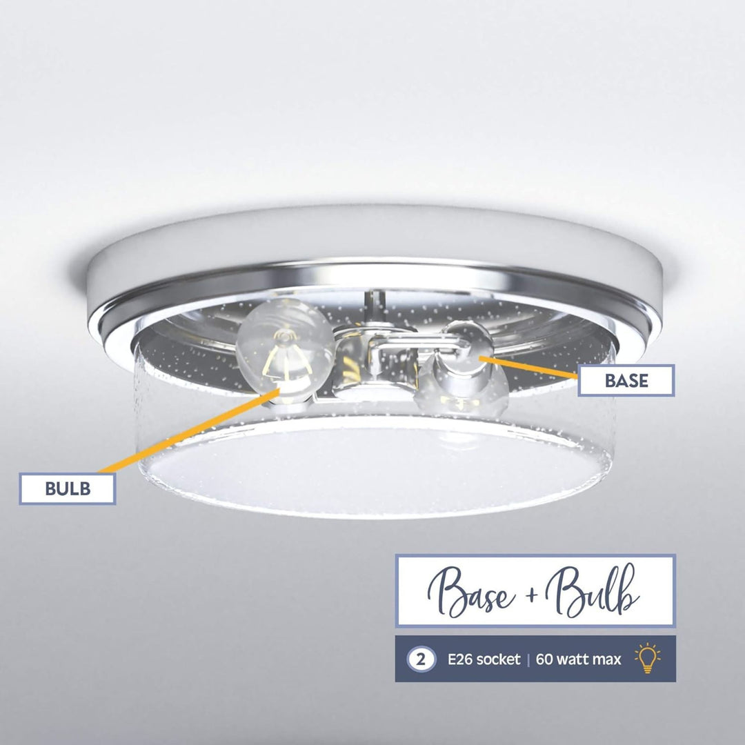 Prominence Home 4 Pack Madalyn 13" Ceiling Light, Seeded Drum Glass, Bronze