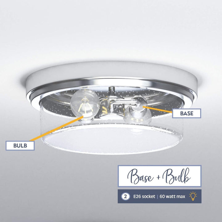 Prominence Home Madalyn 13" Ceiling Light, Seeded Drum Glass, Nickel (Open Box)