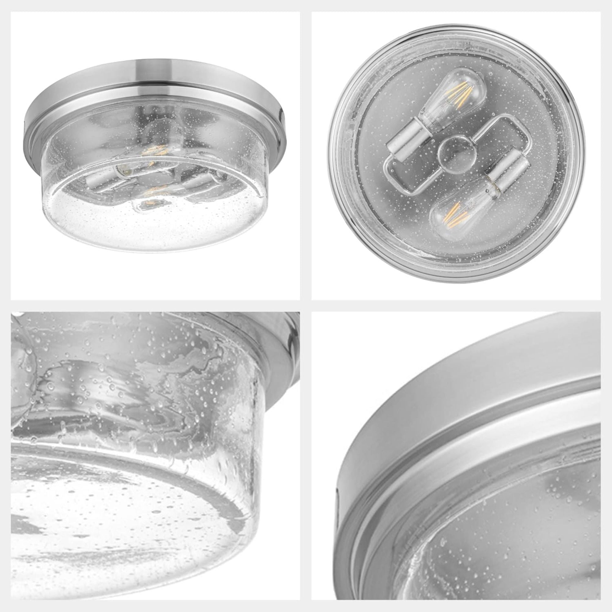 Prominence Home 2 Pack Madalyn 13" Ceiling Light, Seeded Drum Glass, Bronze