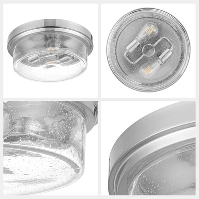 Prominence Home 2 Pack Madalyn 13" Ceiling Light, Seeded Drum Glass, Bronze