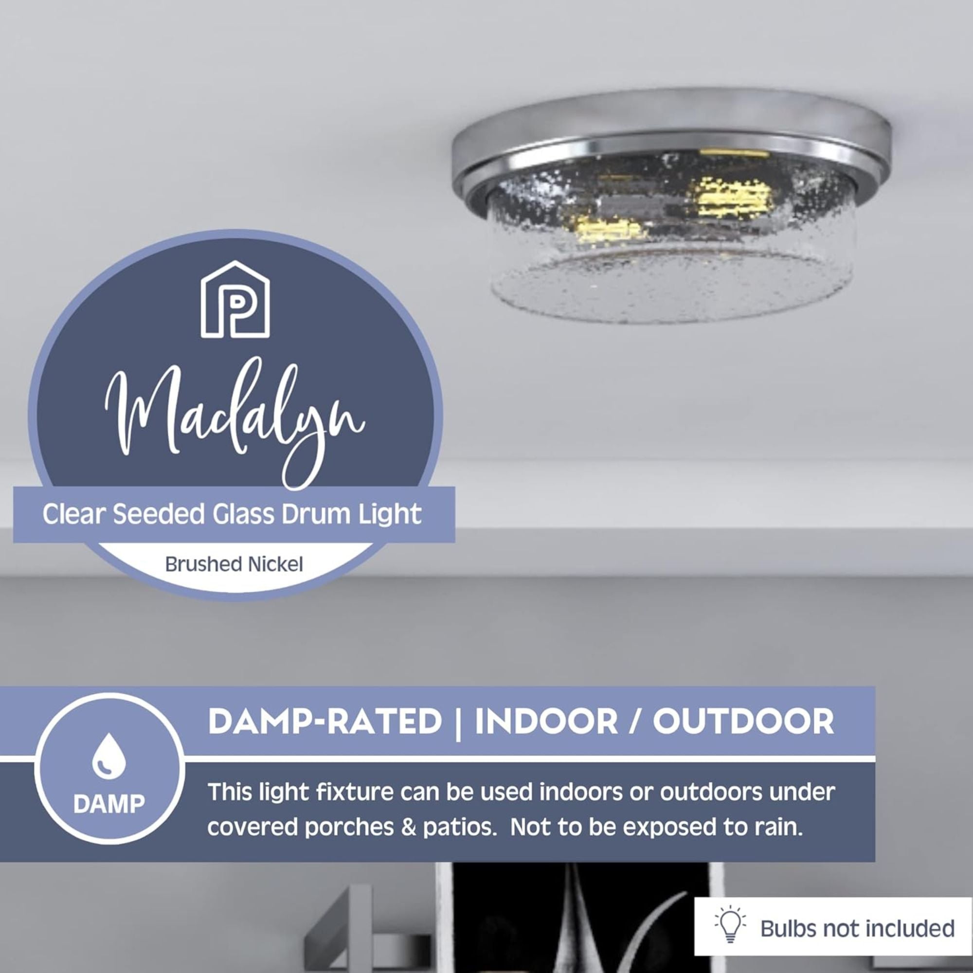 Prominence Home 3 Pack Madalyn 13" Ceiling Light, Seeded Drum Glass, Bronze