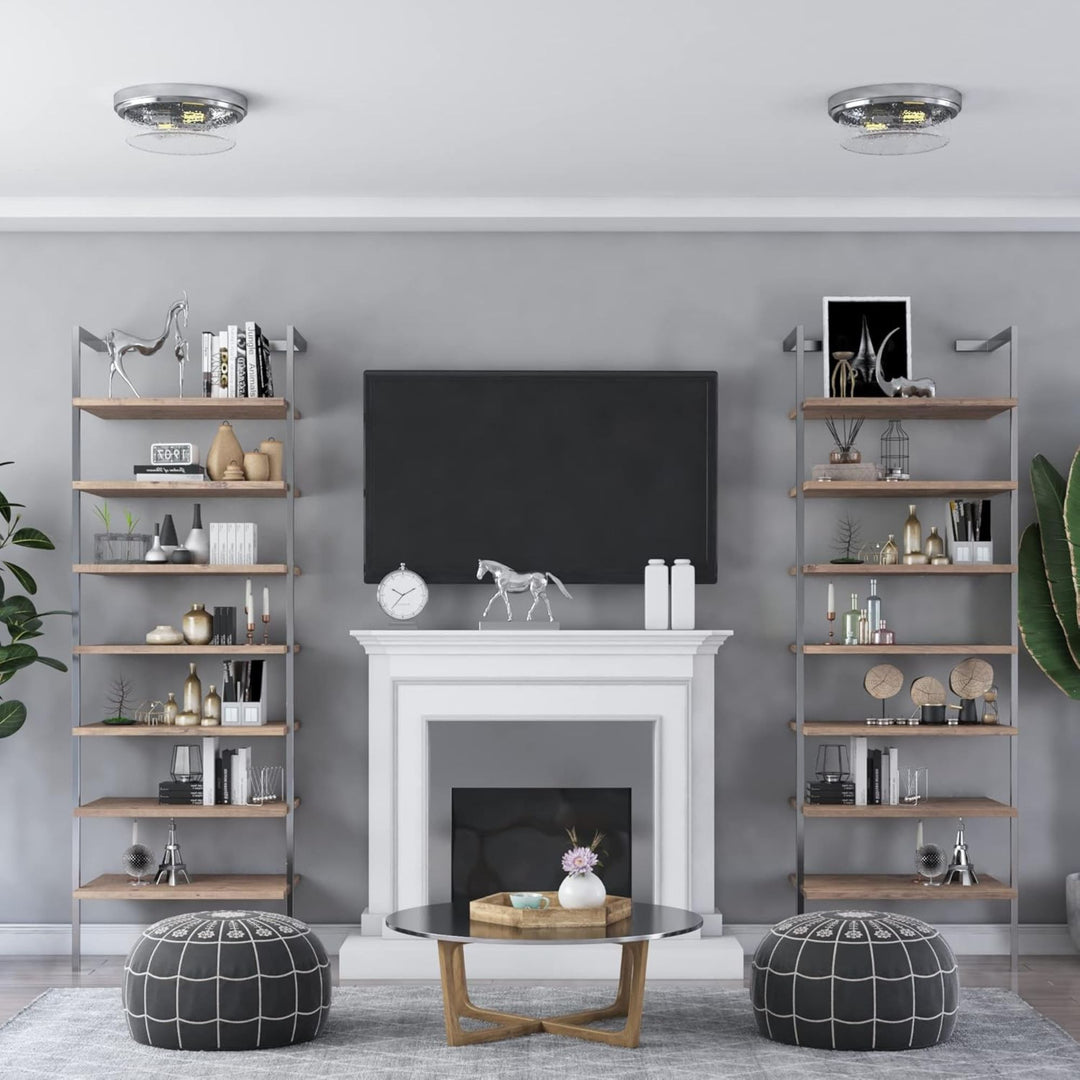 Prominence Home 3 Pack Madalyn 13" Ceiling Light, Seeded Drum Glass, Bronze