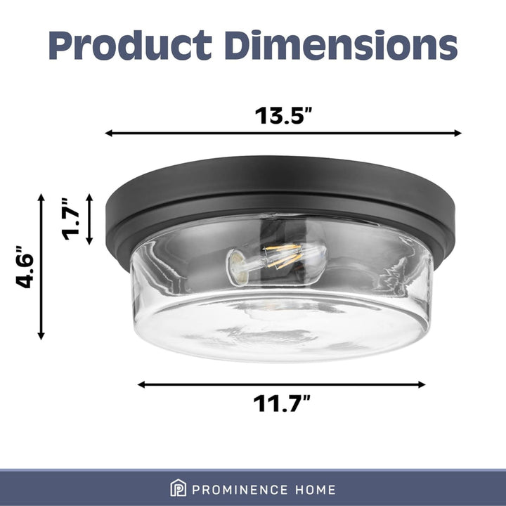 Prominence Home 3 Pack Madalyn 13" Ceiling Light, Clear Drum Glass, Bronze