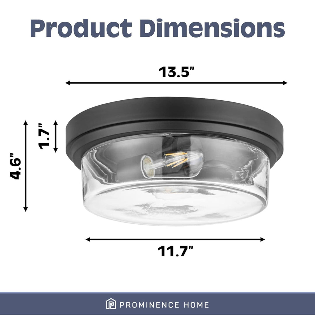 Prominence Home 2 Pack Madalyn 13" Ceiling Light, Clear Drum Glass, Bronze