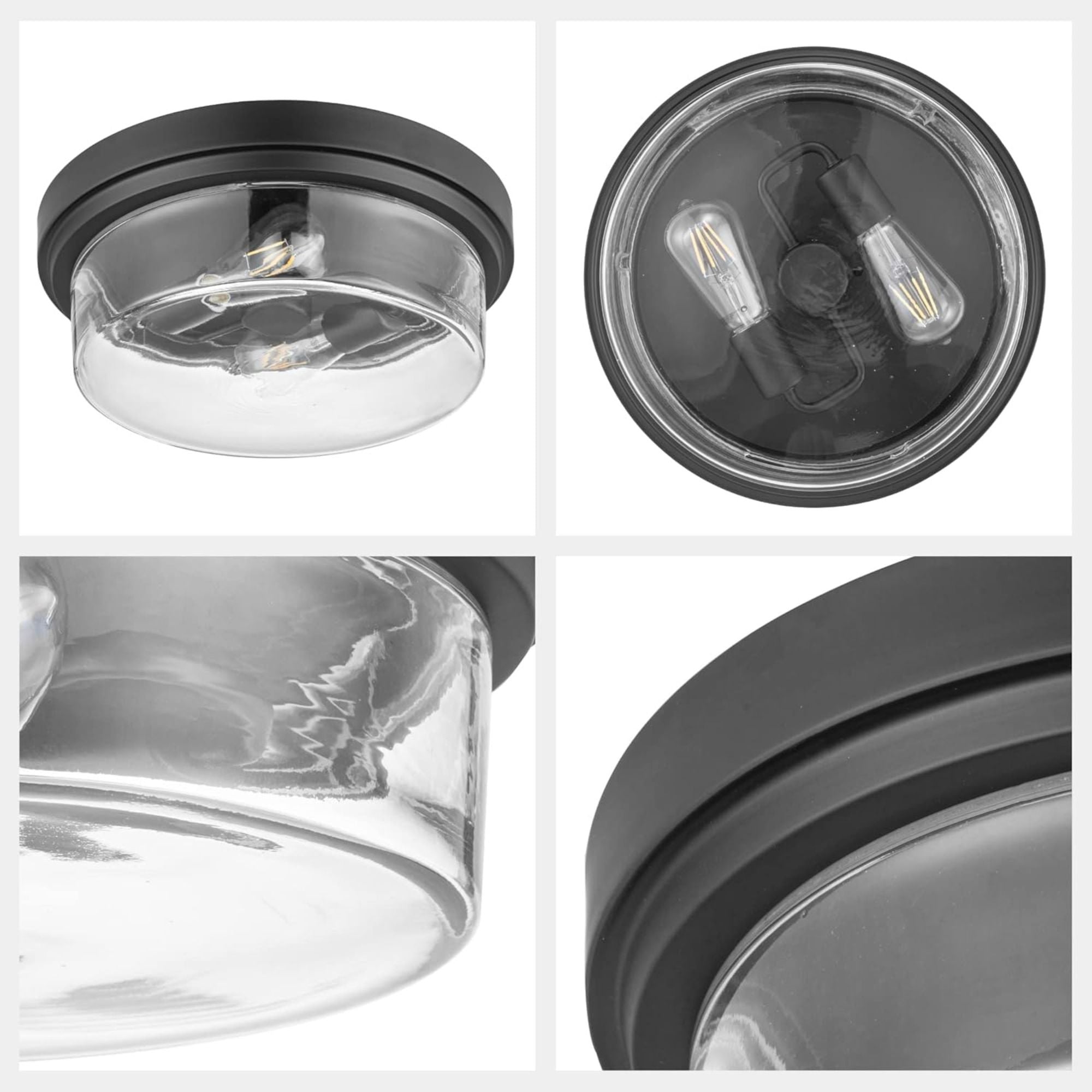 Prominence Home 2 Pack Madalyn 13" Ceiling Light, Clear Drum Glass, Bronze