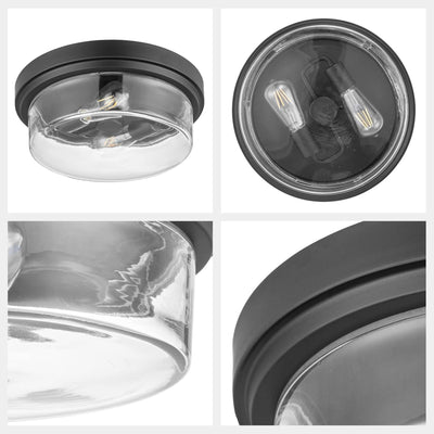 Prominence Home 3 Pack Madalyn 13" Ceiling Light, Clear Drum Glass, Bronze