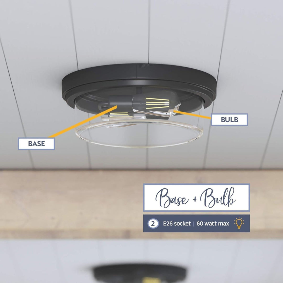 Prominence Home 3 Pack Madalyn 13" Ceiling Light, Clear Drum Glass, Bronze