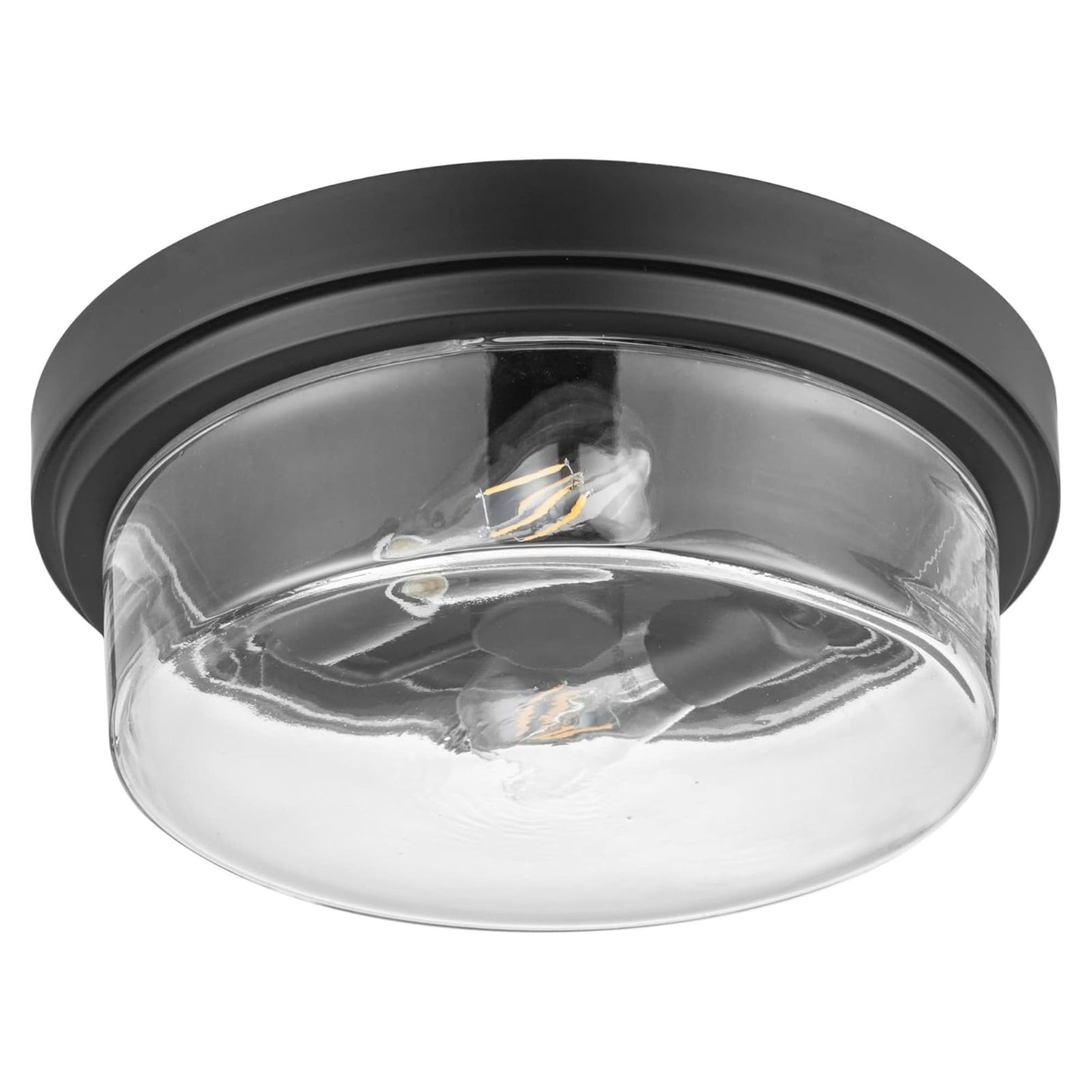 Prominence Home Madalyn 13" Flush Mount Ceiling Light, Clear Drum Glass, Bronze - VMInnovations