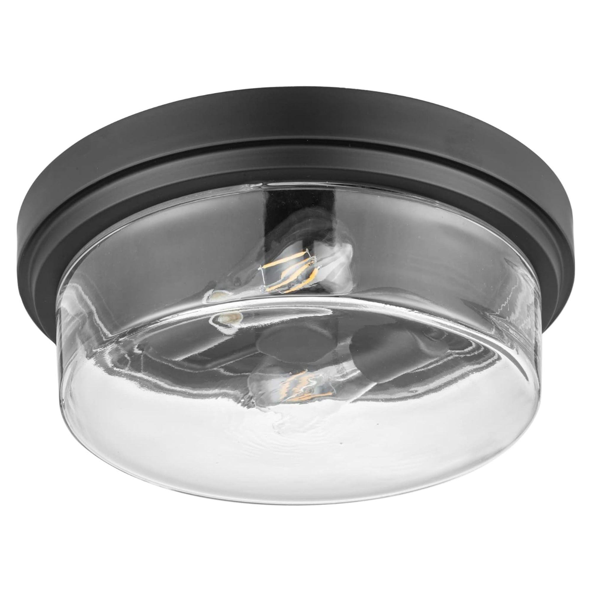 Prominence Home Madalyn 13" Flush Mount Ceiling Light, Clear Drum Glass, Bronze - VMInnovations