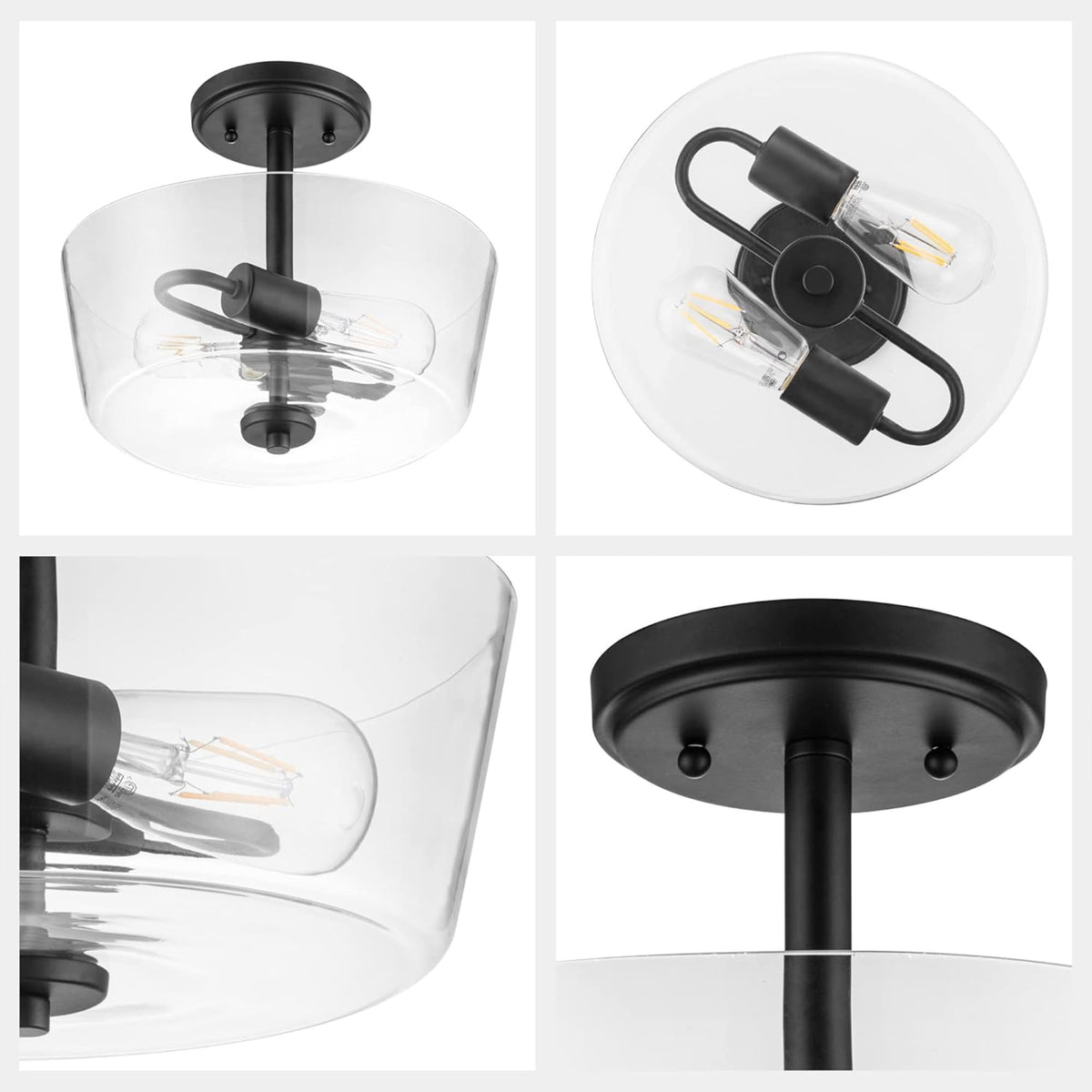 Prominence Home 2 Light Ceiling Fixture Clear Glass Lighting Viktoria(Open Box) - VMInnovations