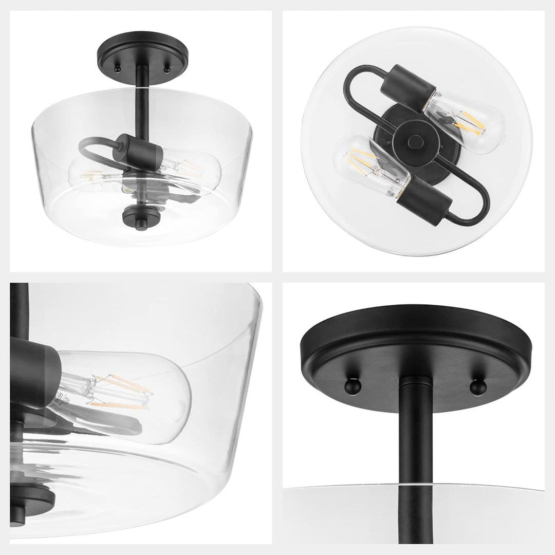 Prominence Home 2 Light Ceiling Fixture Clear Glass Lighting Viktoria(Open Box)