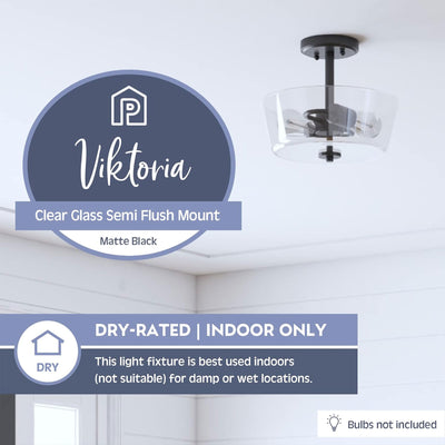 Prominence Home 2 Light Ceiling Fixture Clear Glass Lighting Viktoria(Open Box) - VMInnovations