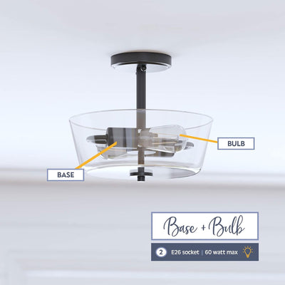 Prominence Home 2 Light Ceiling Fixture Clear Glass Lighting Viktoria(Open Box) - VMInnovations