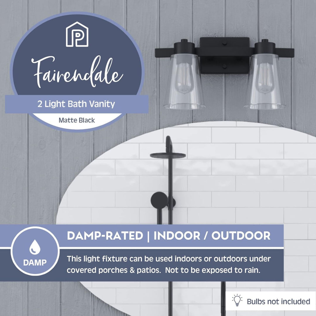 Prominence Home 2 Light Bathroom Wall Vanity Light, Matte Black (Open Box)