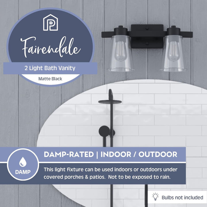 Prominence Home 2 Light Bathroom Wall Vanity Light, Matte Black (Open Box)