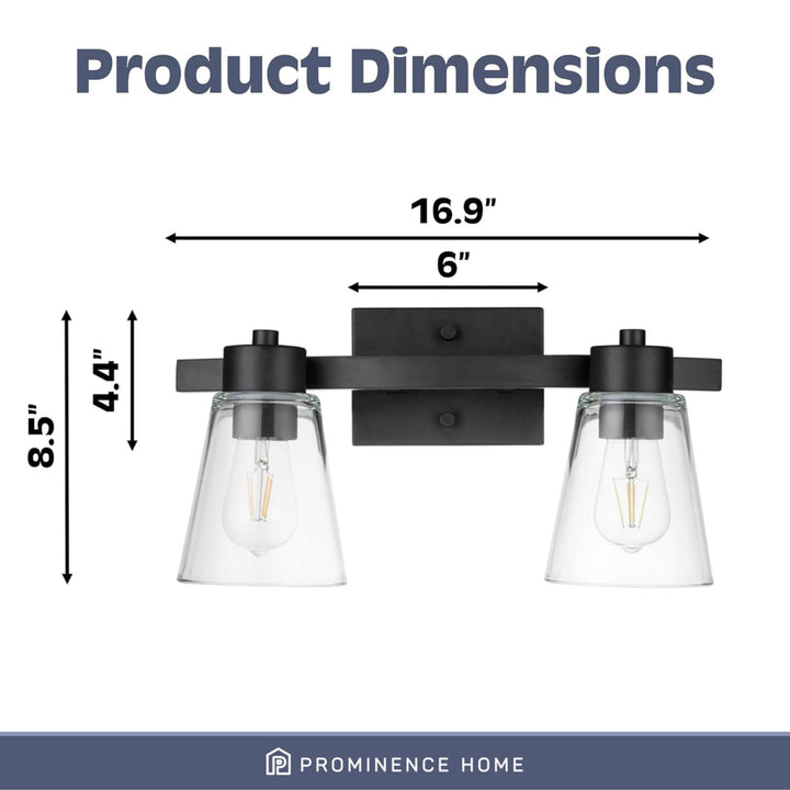 Prominence Home 2 Light Bathroom Wall Vanity Light, Matte Black (Open Box)