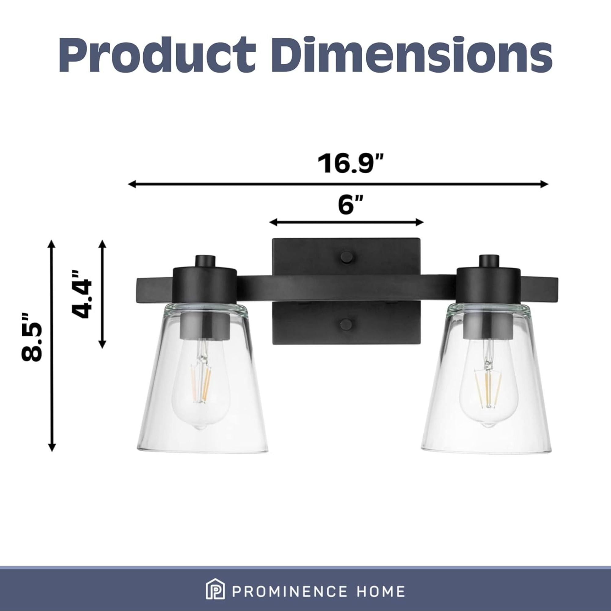 Prominence Home 2 Light Bathroom Wall Vanity Light, Matte Black (Open Box) - VMInnovations