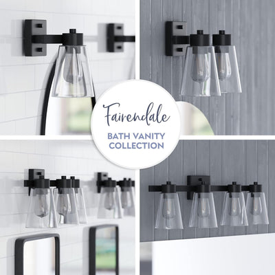 Prominence Home 2 Pack Fairendale 2 Light Bathroom Wall Vanity Light Matte Black