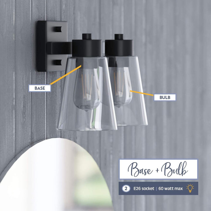 Prominence Home 2 Light Bathroom Wall Vanity Light, Matte Black (Open Box)