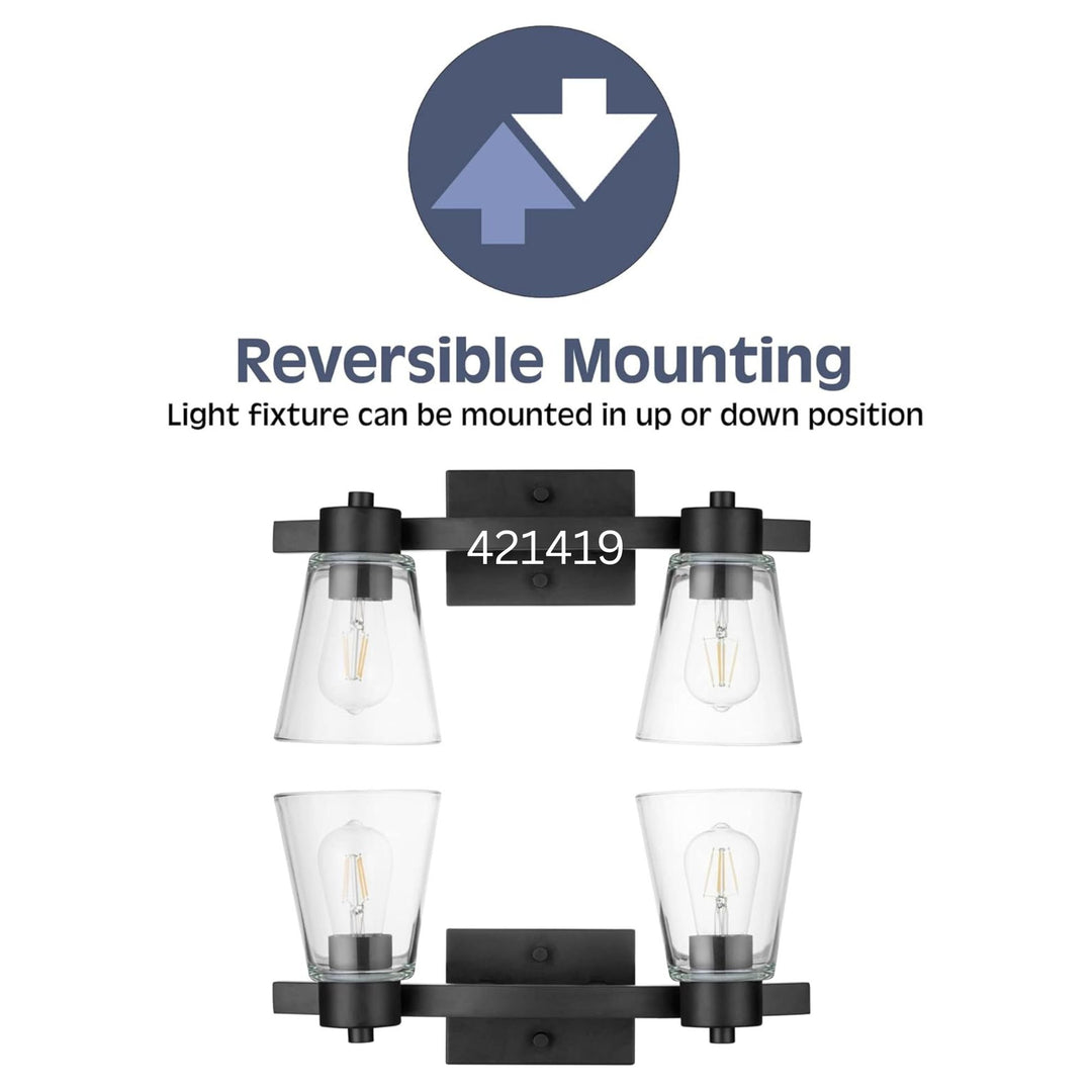 Prominence Home 2 Light Bathroom Wall Vanity Light, Matte Black (Open Box)