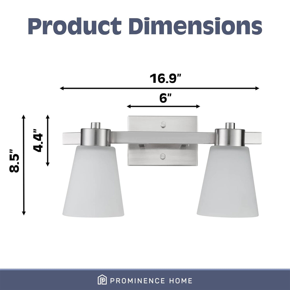 Prominence Home 2 Pack 2 Light Modern Bathroom Vanity Light with Frosted Glass - VMInnovations