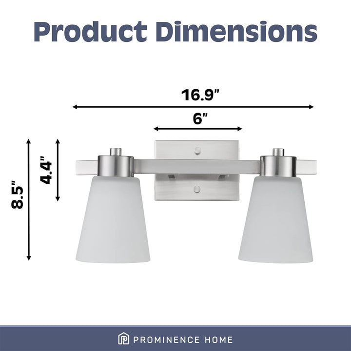 Prominence Home 2 Pack 2 Light Modern Bathroom Vanity Light with Frosted Glass - VMInnovations