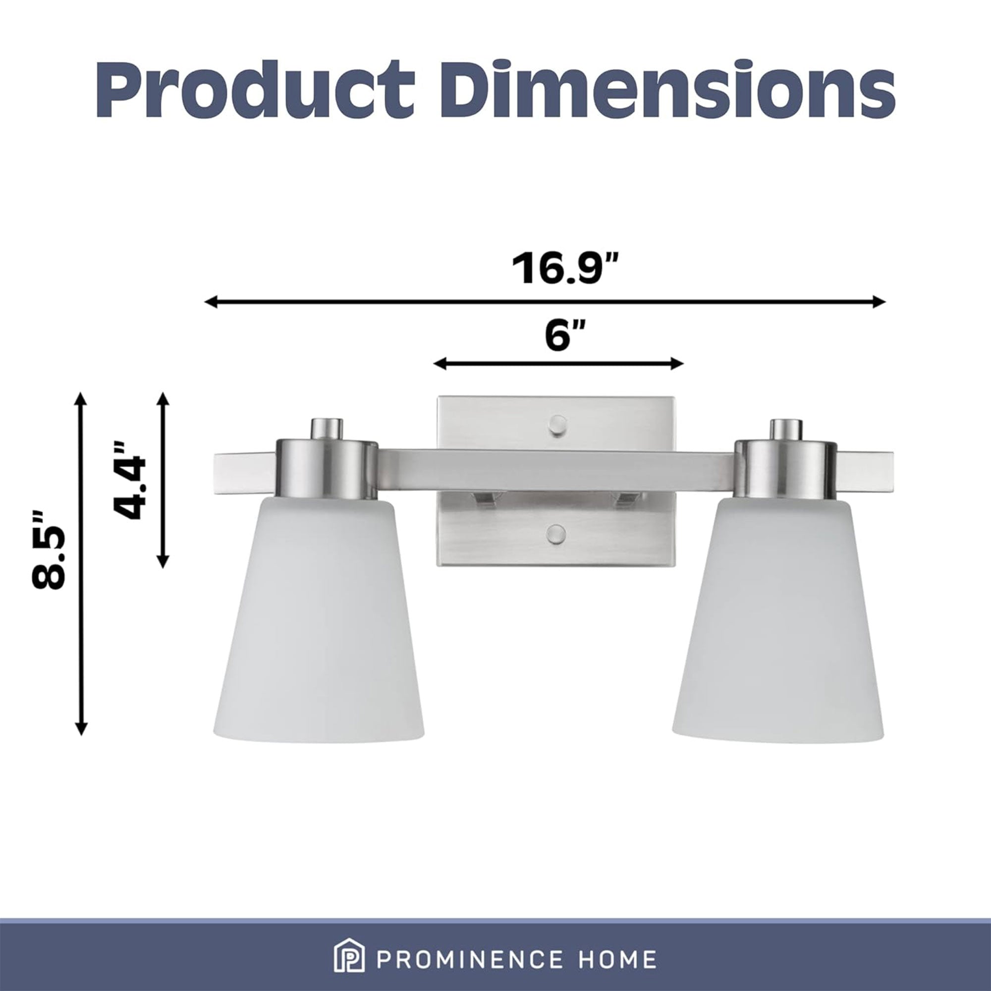 Prominence Home 2 Pack 2 Light Modern Bathroom Vanity Light with Frosted Glass - VMInnovations