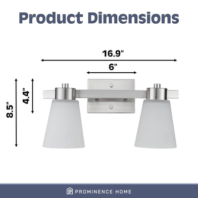 Prominence Home 2 Pack 2 Light Modern Bathroom Vanity Light with Frosted Glass - VMInnovations