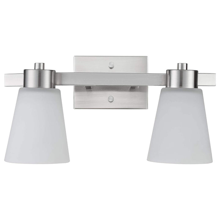 Prominence Home 2 Light Modern Bathroom Vanity Light, Frosted Glass, Nickel
