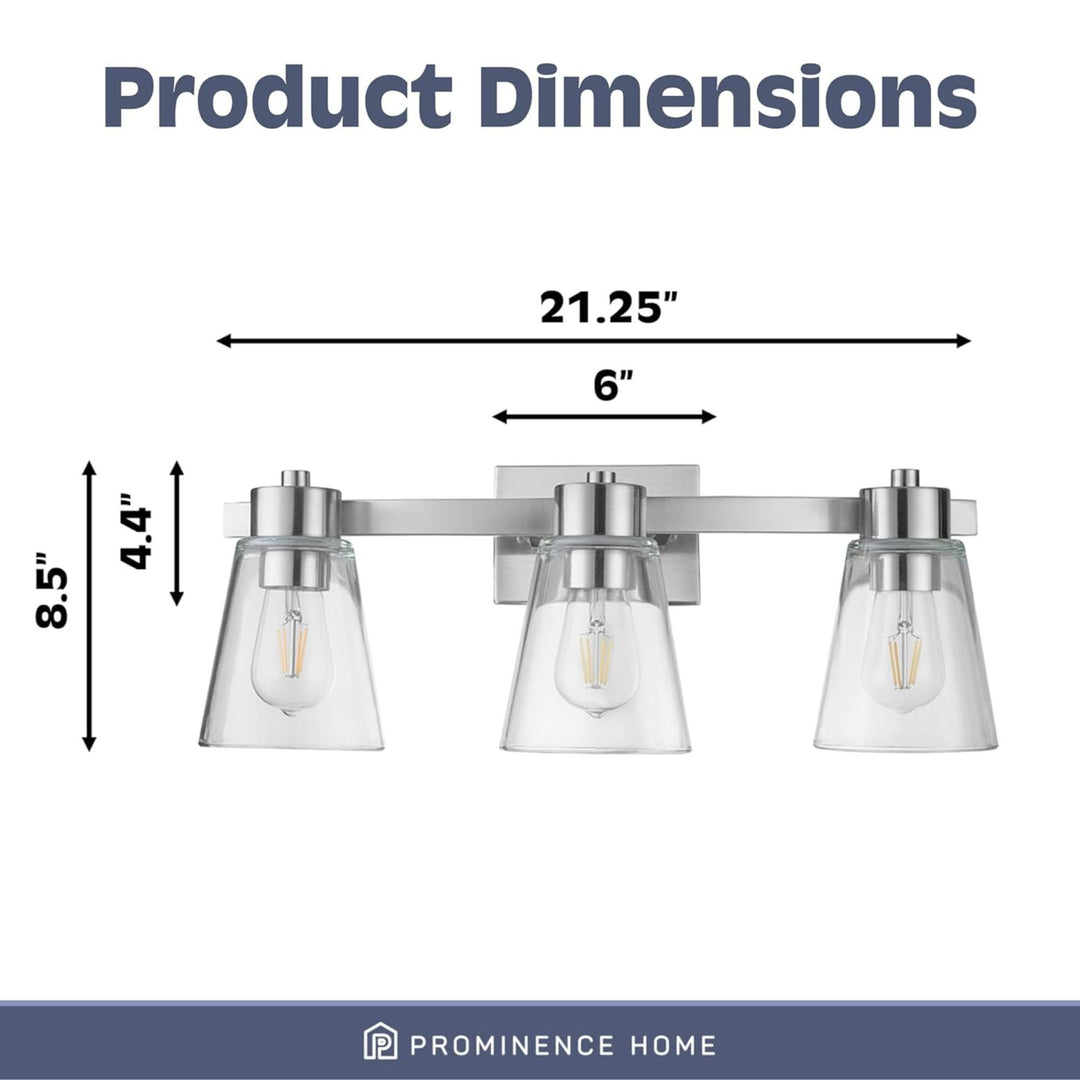 Prominence Home Fairendale 3 Light Wall Vanity Light, Brushed Nickel (Open Box)