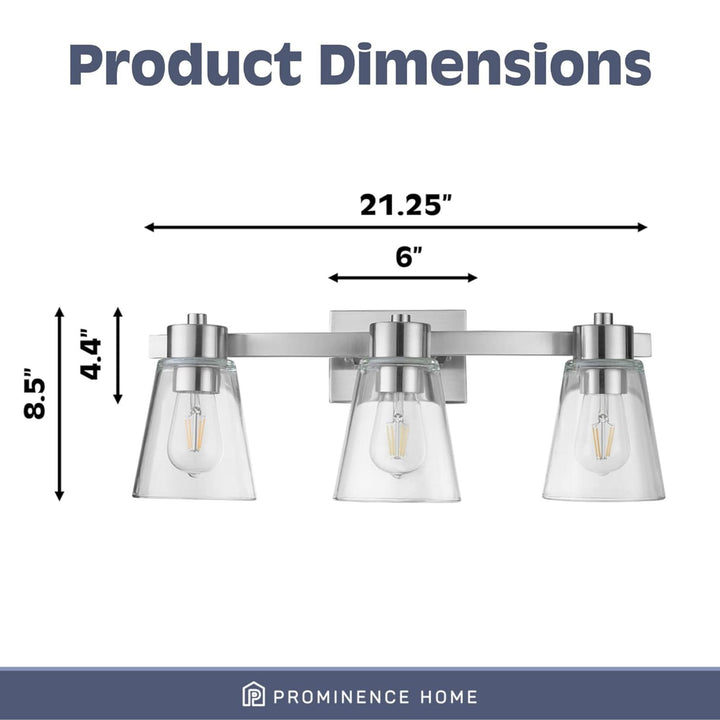 Prominence Home Fairendale 3 Light Wall Vanity Light, Brushed Nickel (Open Box)