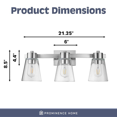 Prominence Home 2 Pack Fairendale 3 Light Bathroom Vanity Light, Brushed Nickel