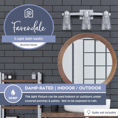 Prominence Home 2 Pack Fairendale 3 Light Bathroom Vanity Light, Brushed Nickel
