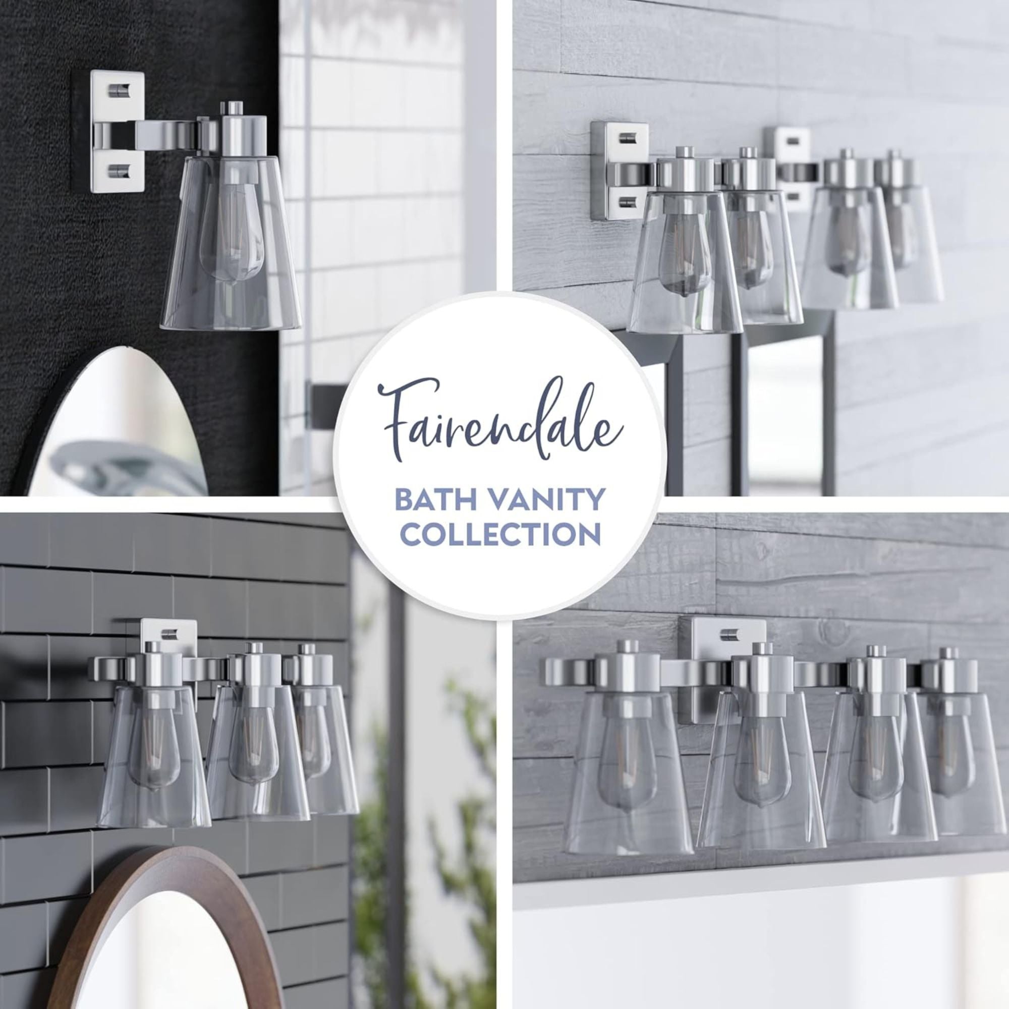 Prominence Home 2 Pack Fairendale 3 Light Bathroom Vanity Light, Brushed Nickel
