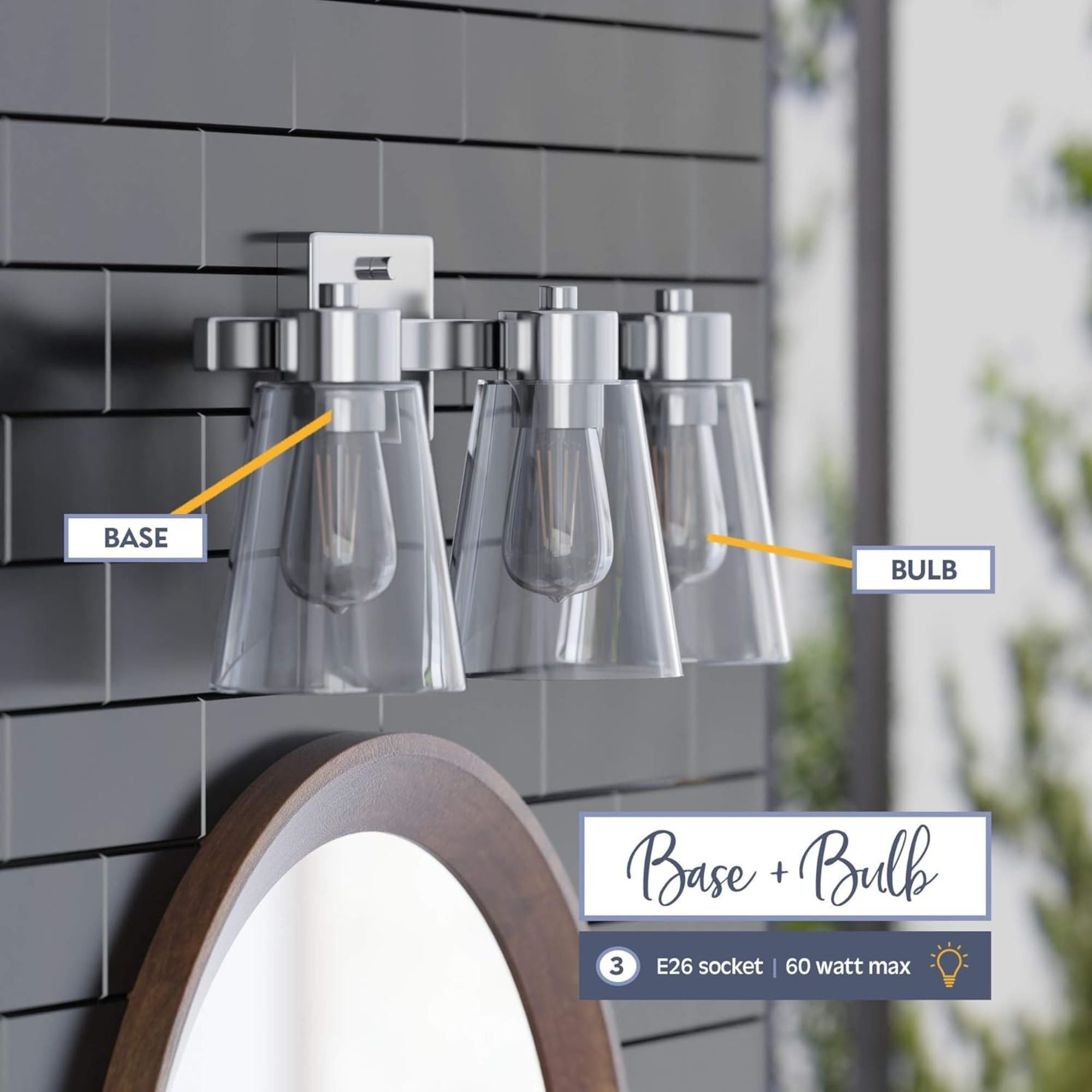 Prominence Home 2 Pack Fairendale 3 Light Bathroom Vanity Light, Brushed Nickel