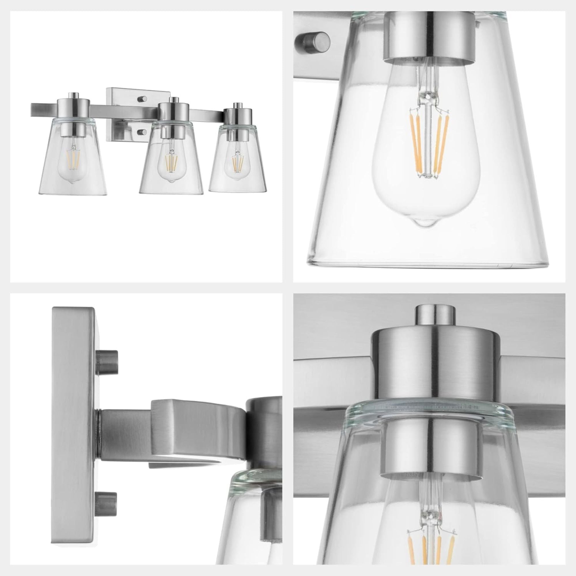 Prominence Home 2 Pack Fairendale 3 Light Bathroom Vanity Light, Brushed Nickel