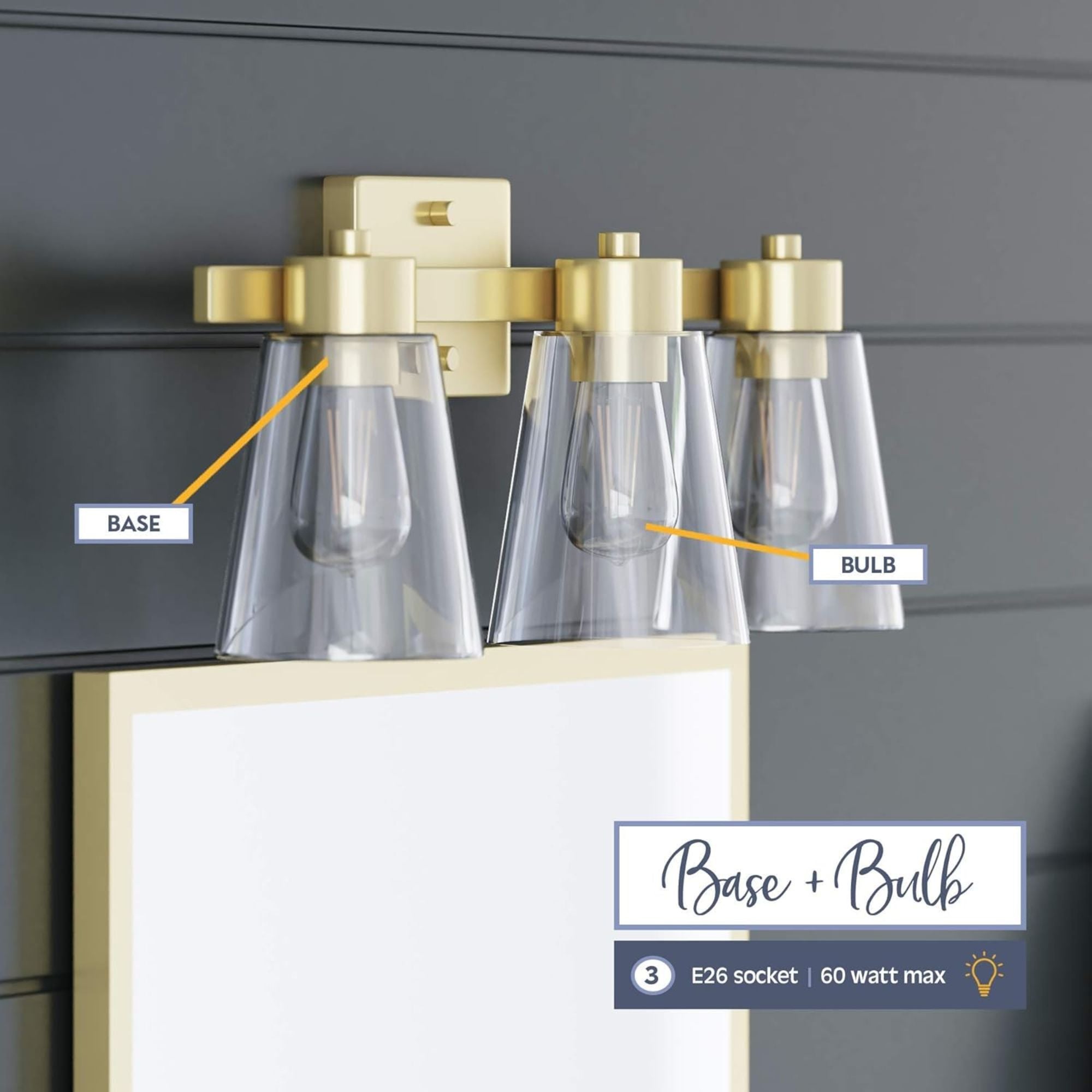 Prominence Home 2 Pack Fairendale 3 Light Bathroom Wall Vanity Light, Soft Gold