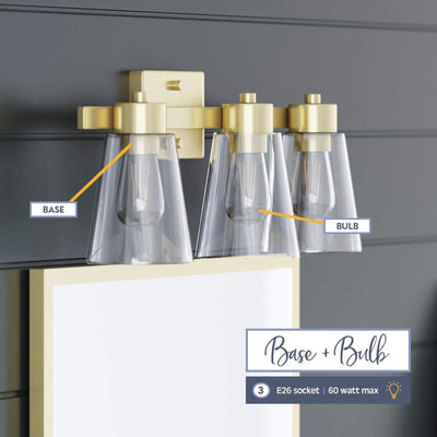 Prominence Home 2 Pack Fairendale 3 Light Bathroom Wall Vanity Light, Soft Gold